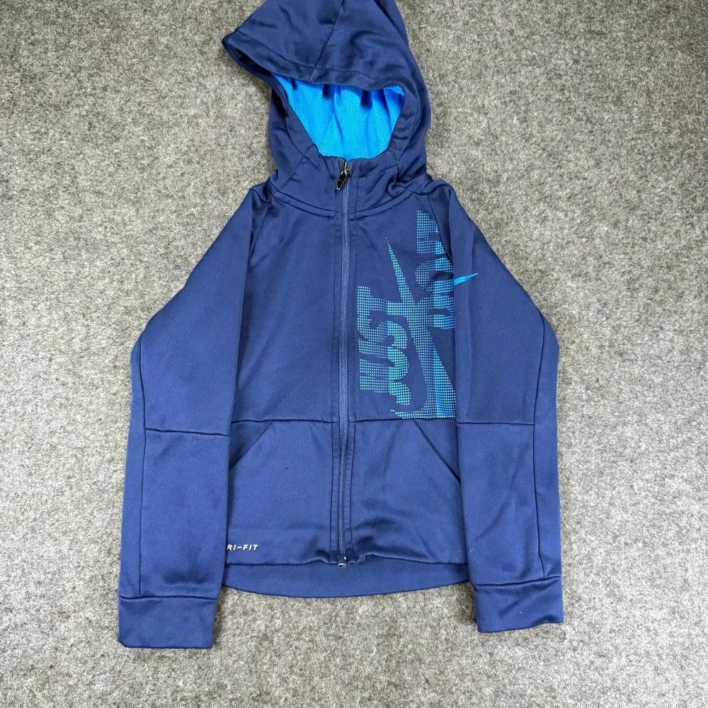 Nike Dri-Fit Full Zip Hoodie Kids Size‎ 4T Blue Just Do It Graphic